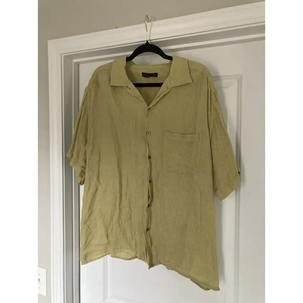 Banana Republic Linen Cabana Boy Gauzy Button Shirt XL Coastal Resort Tropical